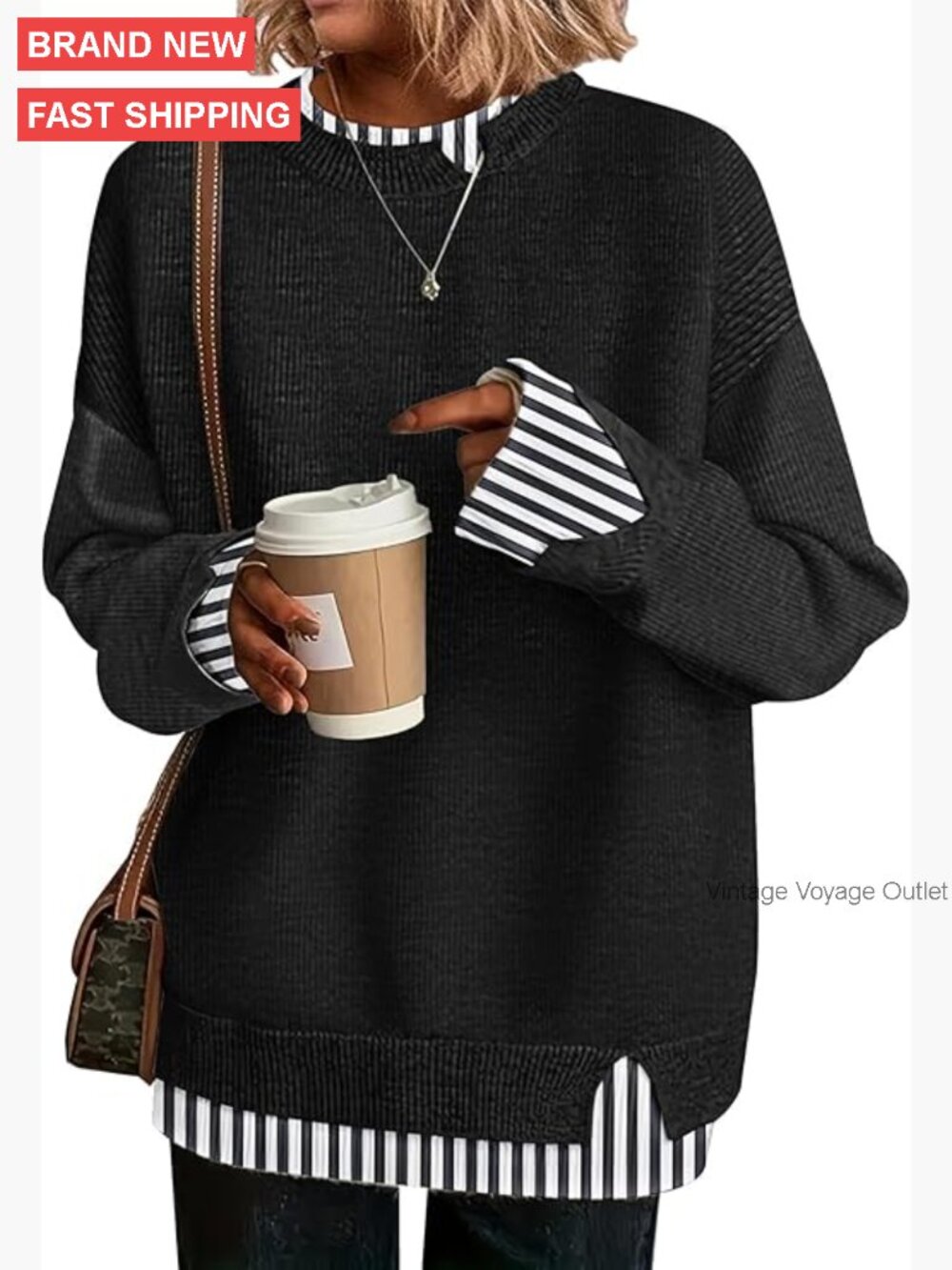 Oversized Pullover Sweater, Long Sleeve, Drop Shoulder, Ribbed Knit, Cozy Fall